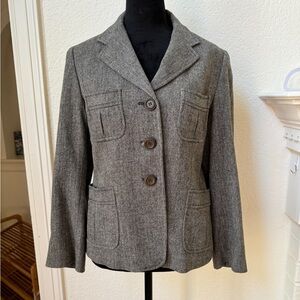 Tweed Wool Blazer in black and cream